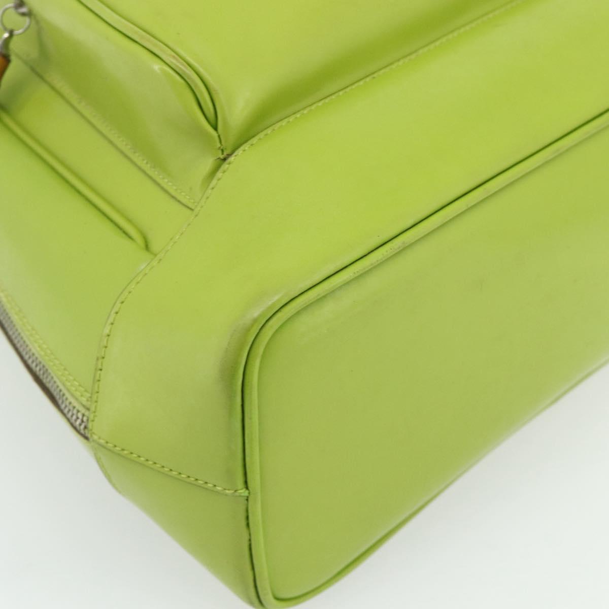 GUCCI Bamboo Body Bag Patent leather Green Gold 003 2113 0027 Auth 179580