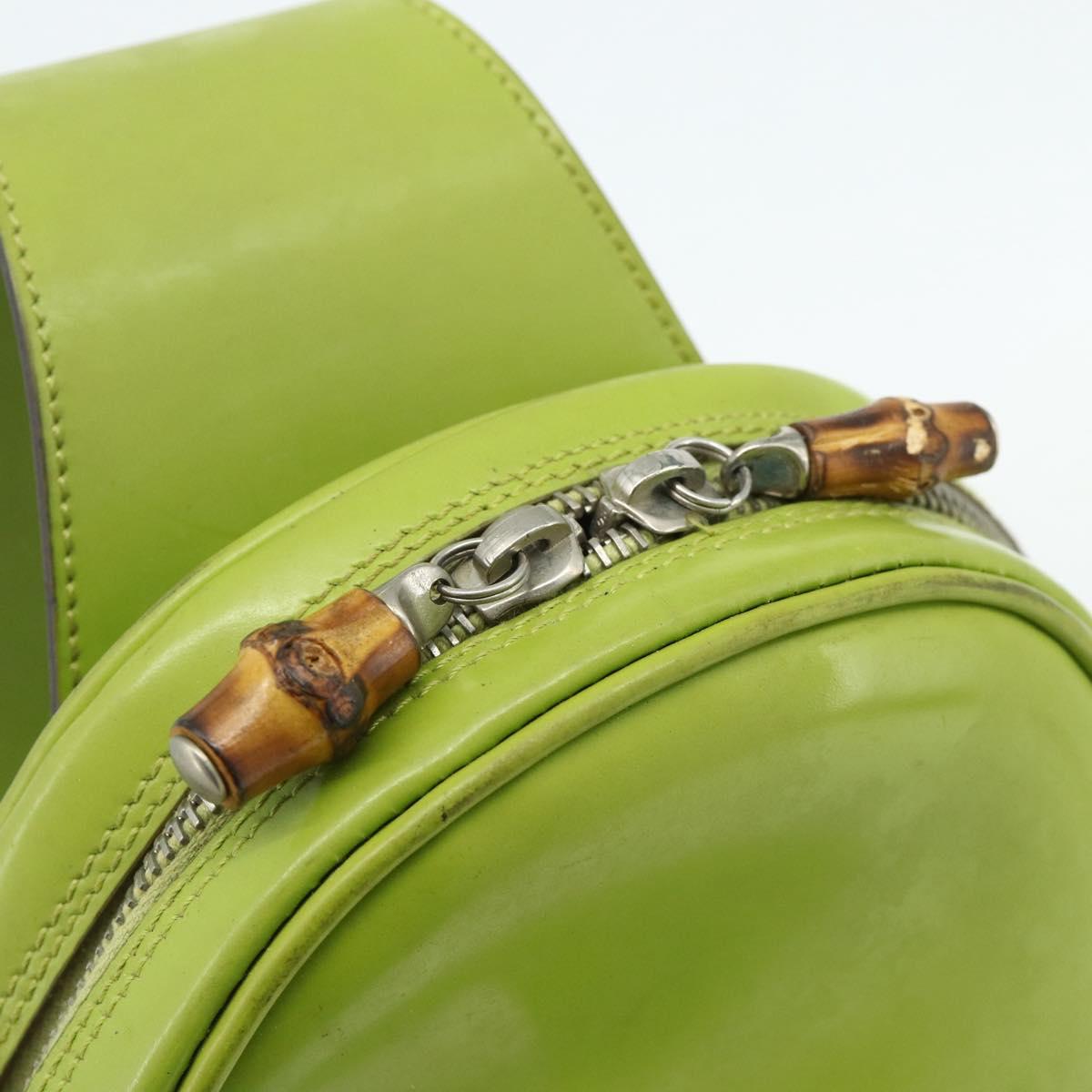 GUCCI Bamboo Body Bag Patent leather Green Gold 003 2113 0027 Auth 179580