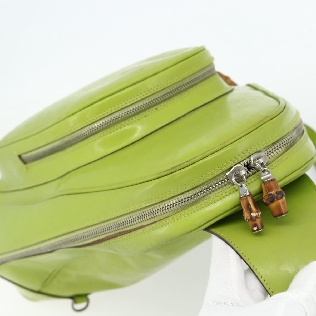 GUCCI Bamboo Body Bag Patent leather Green Gold 003 2113 0027 Auth 179580