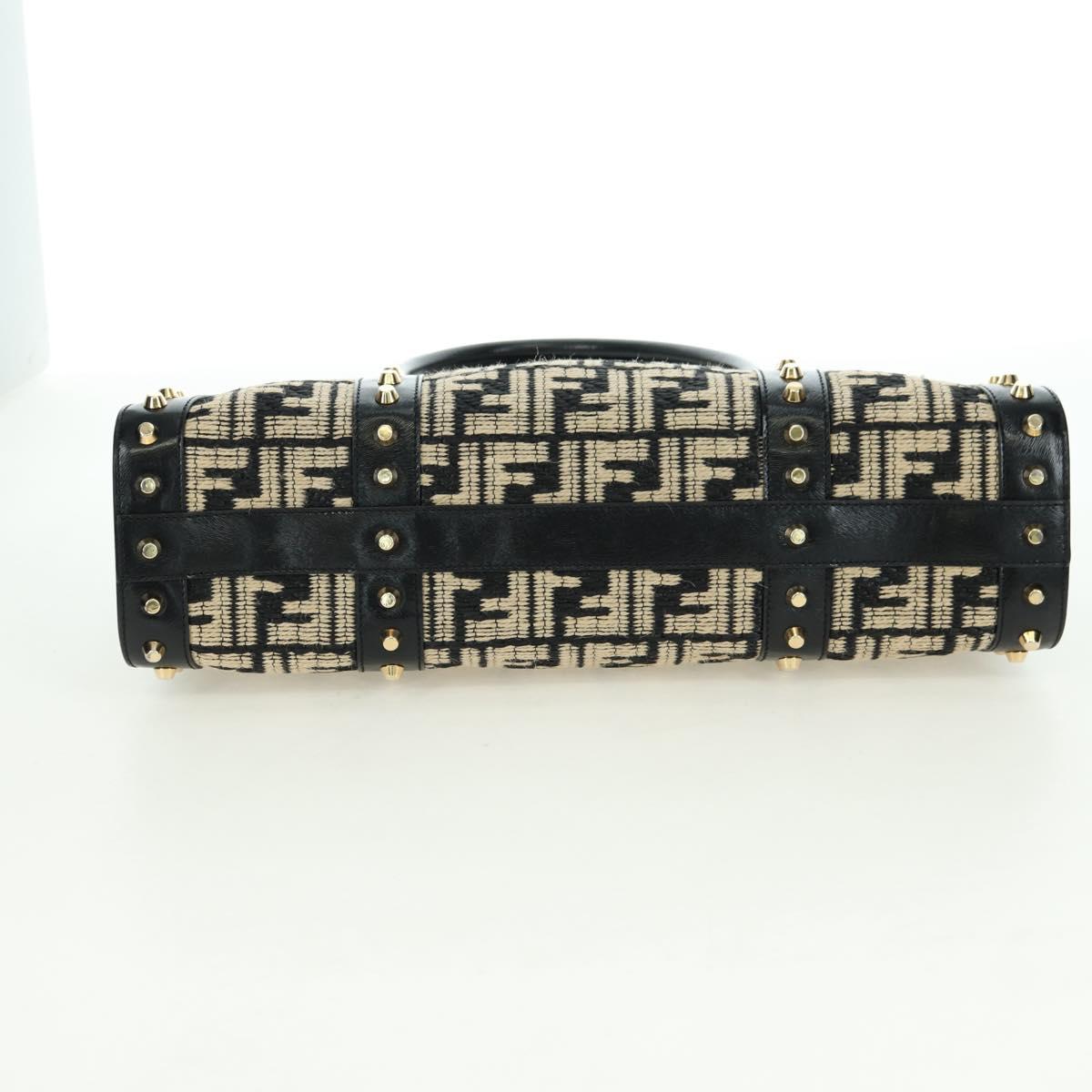 FENDI Zucca Canvas Hand Bag Black Gold Auth 179584V