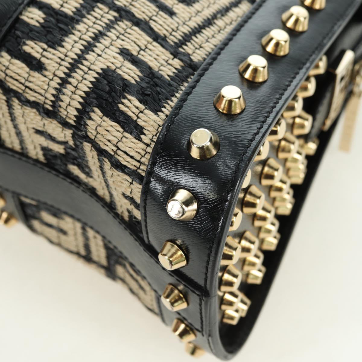 FENDI Zucca Canvas Hand Bag Black Gold Auth 179584V