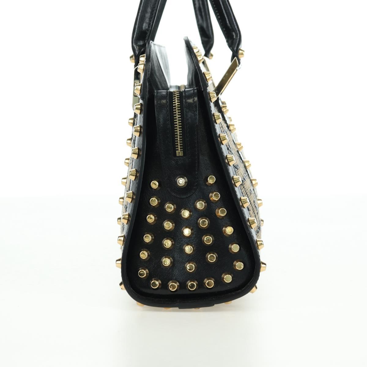 FENDI Zucca Canvas Hand Bag Black Gold Auth 179584V