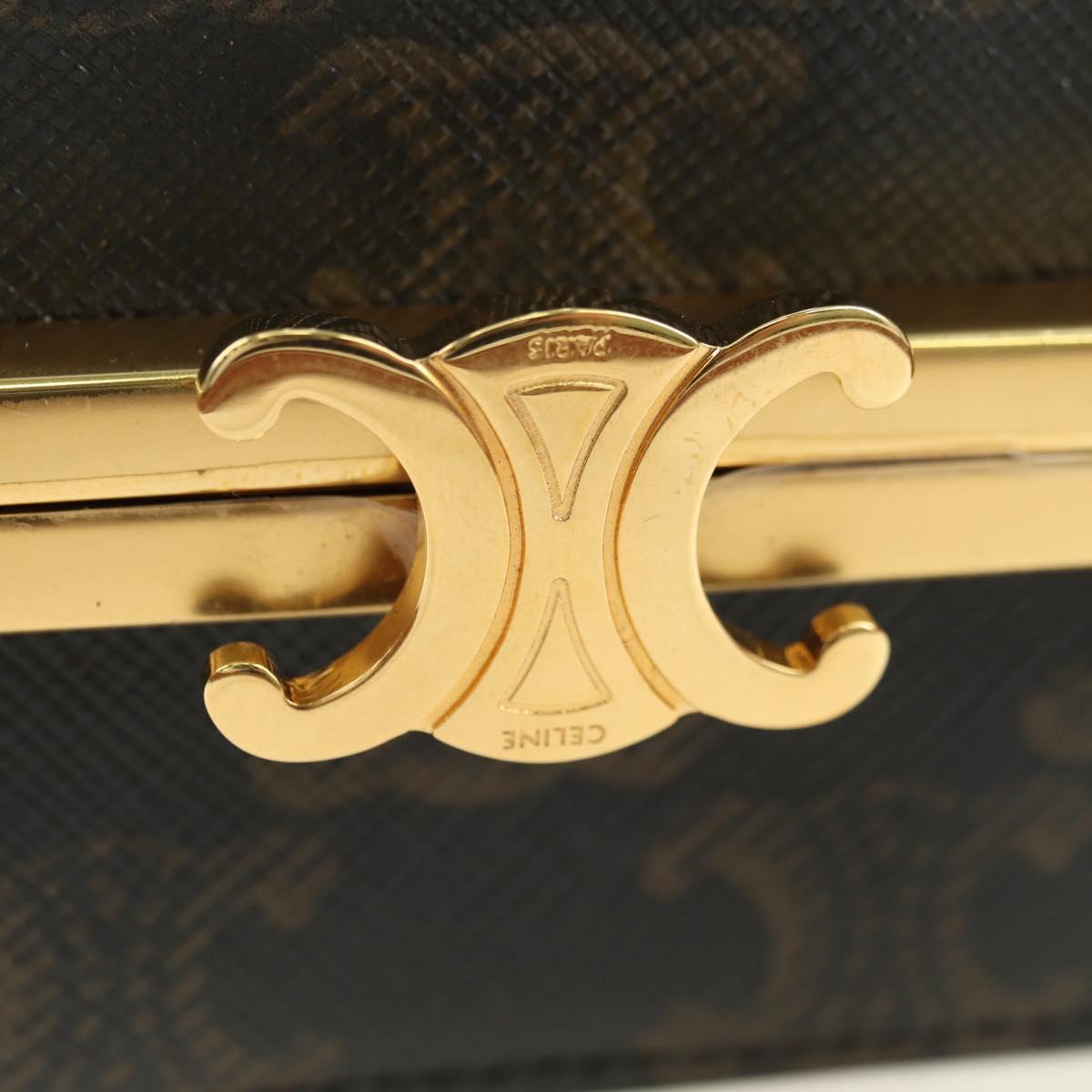 CELINE Triomphe Macadam Canvas Mini Vanity Case PVC Leather Black Auth 179589M