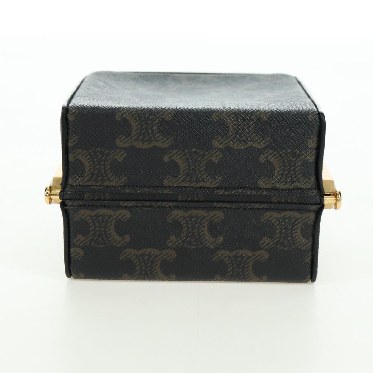 CELINE Triomphe Macadam Canvas Mini Vanity Case PVC Leather Black Auth 179589M
