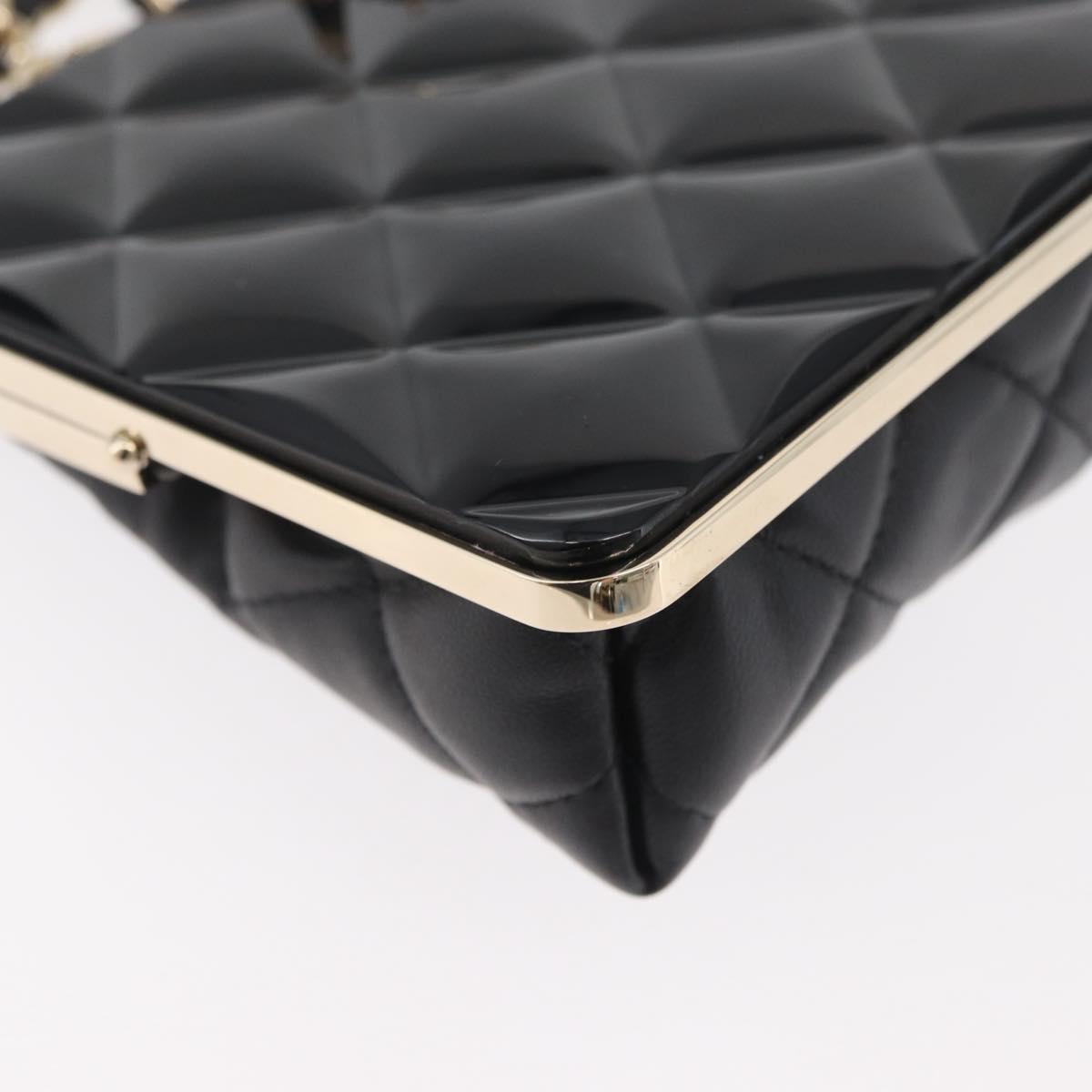 CHANEL Matelasse Chain Shoulder Bag Lamb Skin Black Gold CC Auth 179592SAM