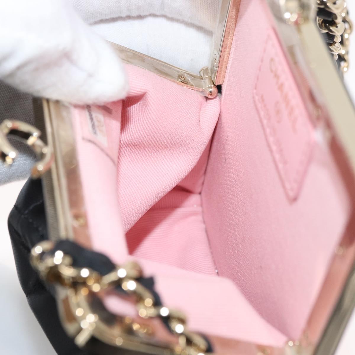 CHANEL Matelasse Chain Shoulder Bag Lamb Skin Black Gold CC Auth 179592SAM