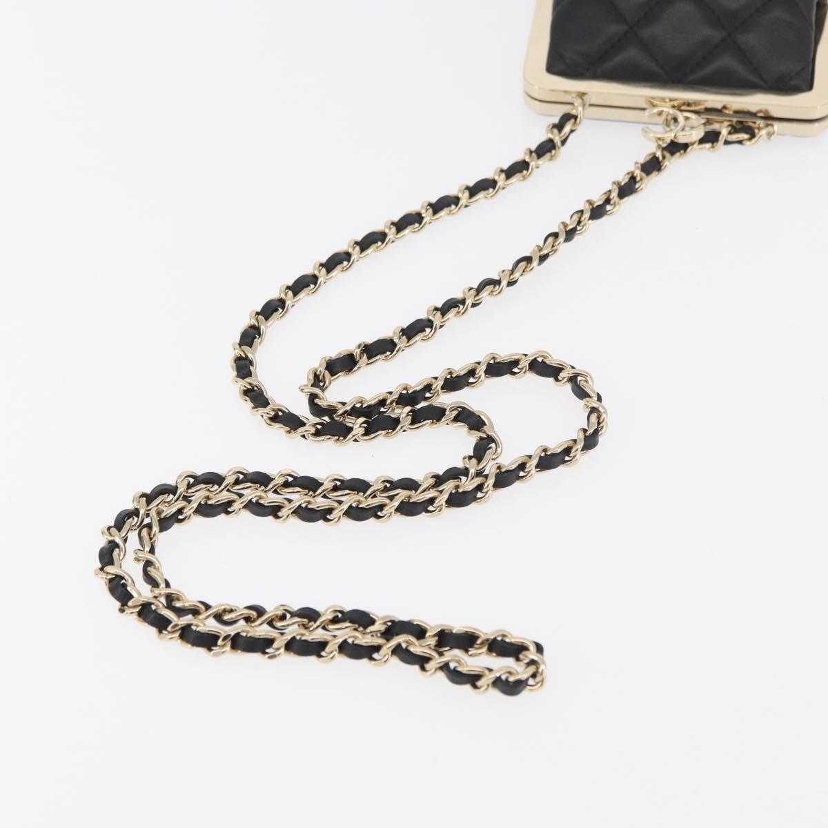 CHANEL Matelasse Chain Shoulder Bag Lamb Skin Black Gold CC Auth 179592SAM