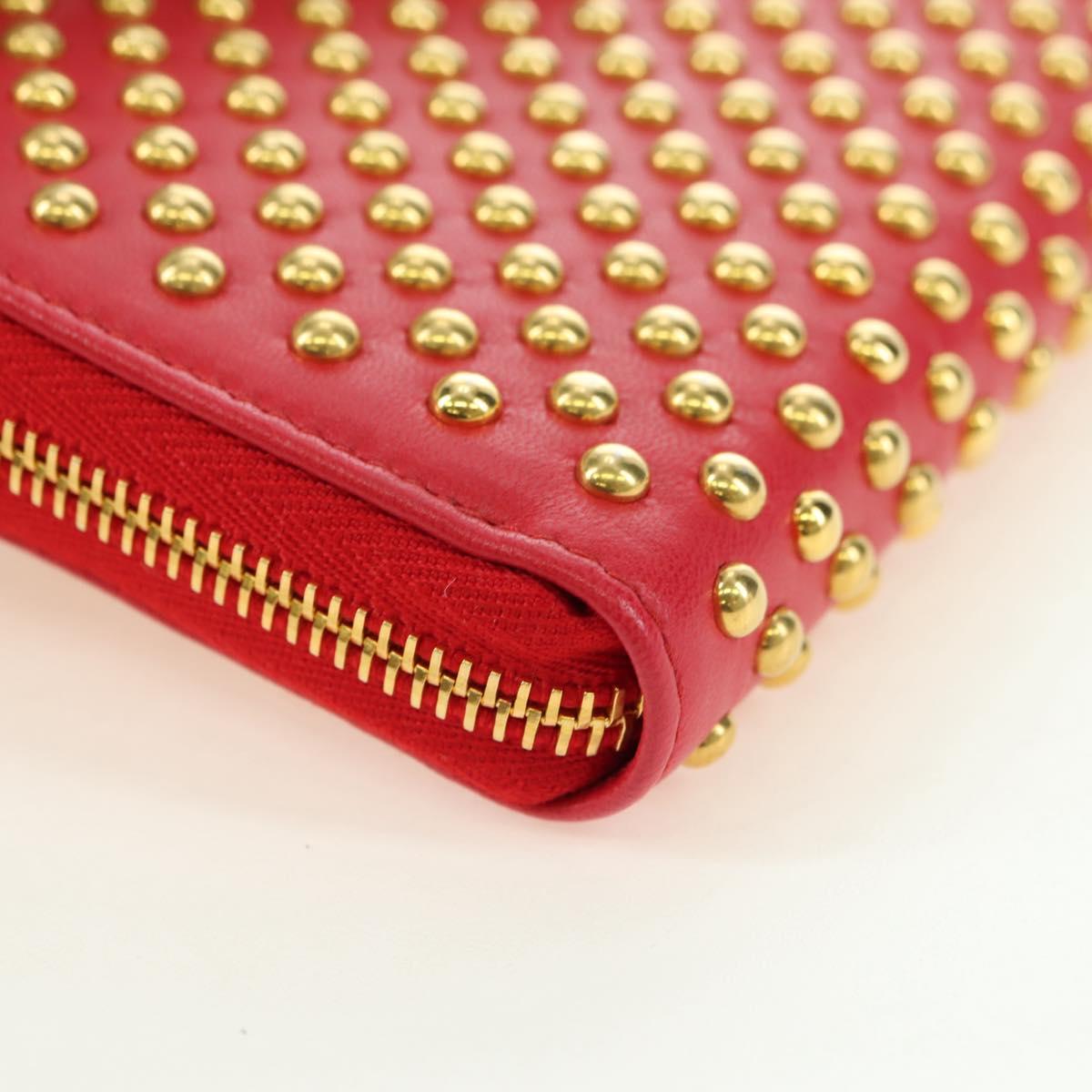 Miu Miu Long Wallet Leather Red Gold Auth 179594V