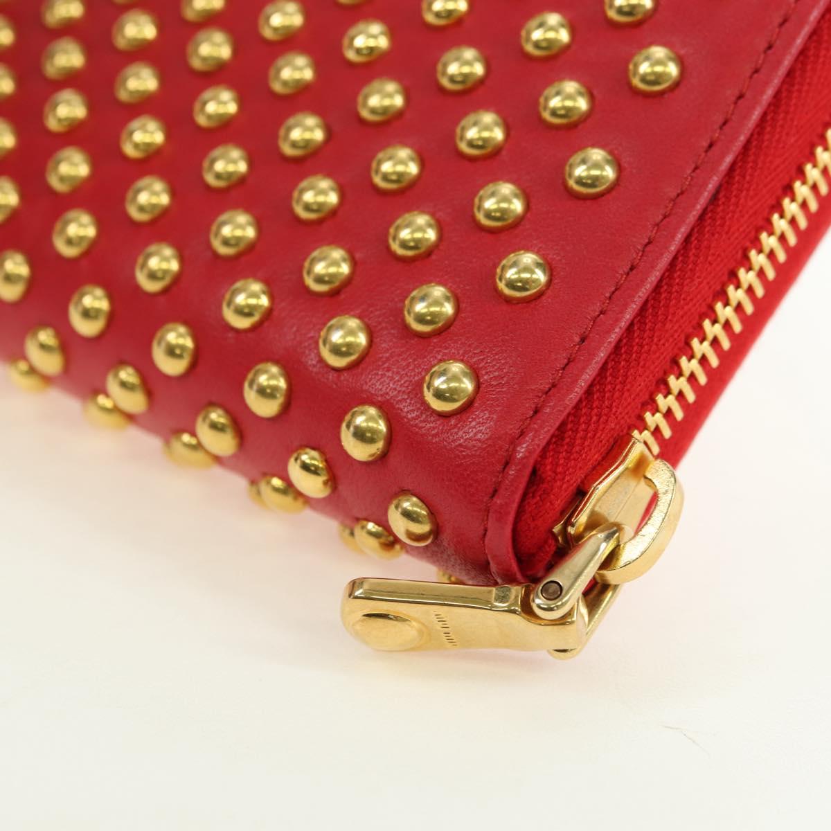 Miu Miu Long Wallet Leather Red Gold Auth 179594V