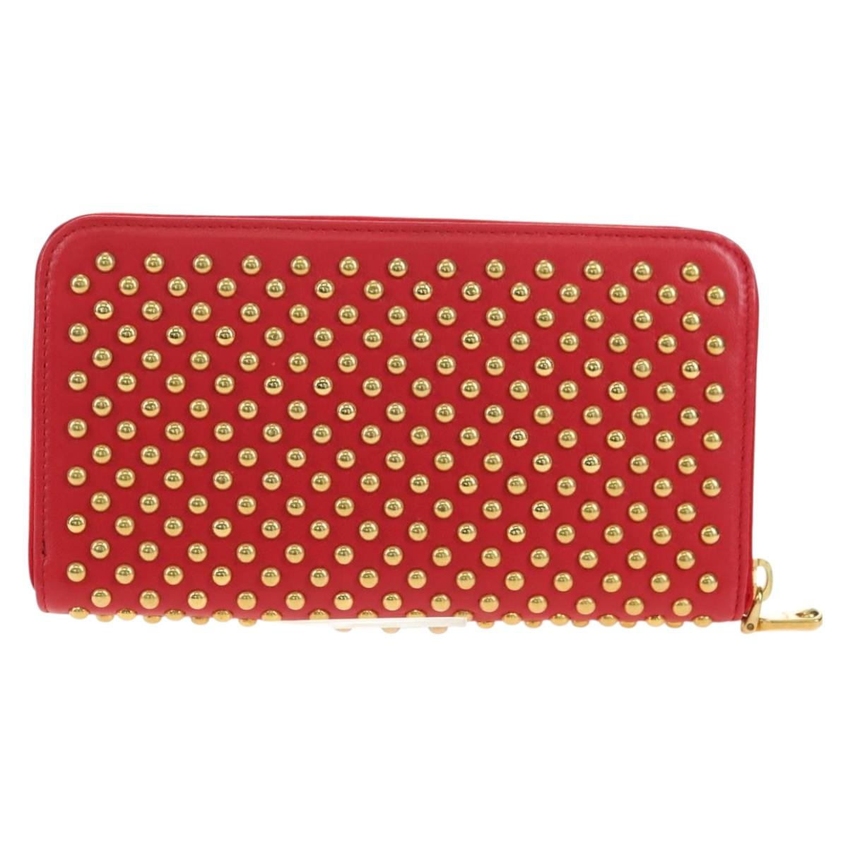 Miu Miu Long Wallet Leather Red Gold Auth 179594V