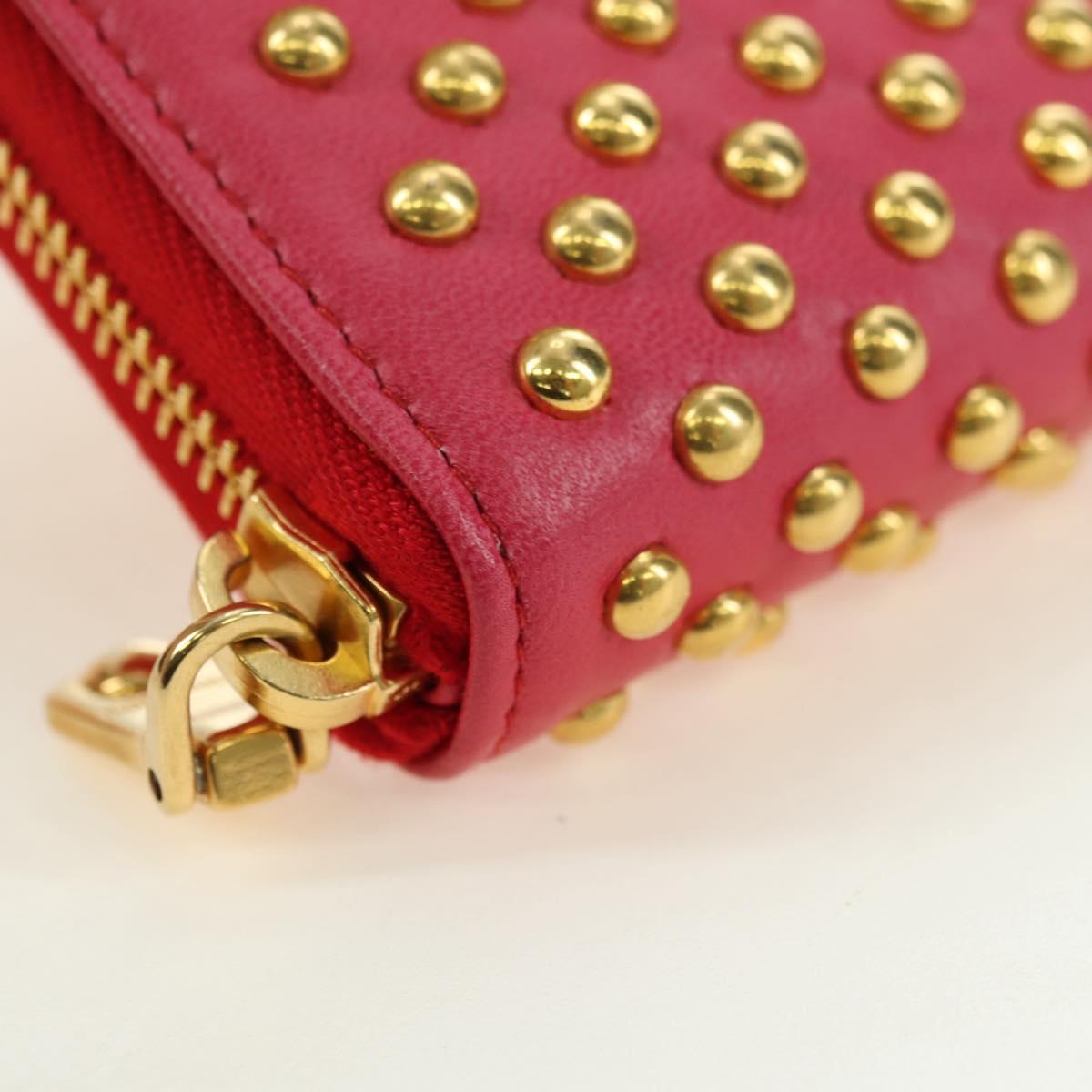 Miu Miu Long Wallet Leather Red Gold Auth 179594V