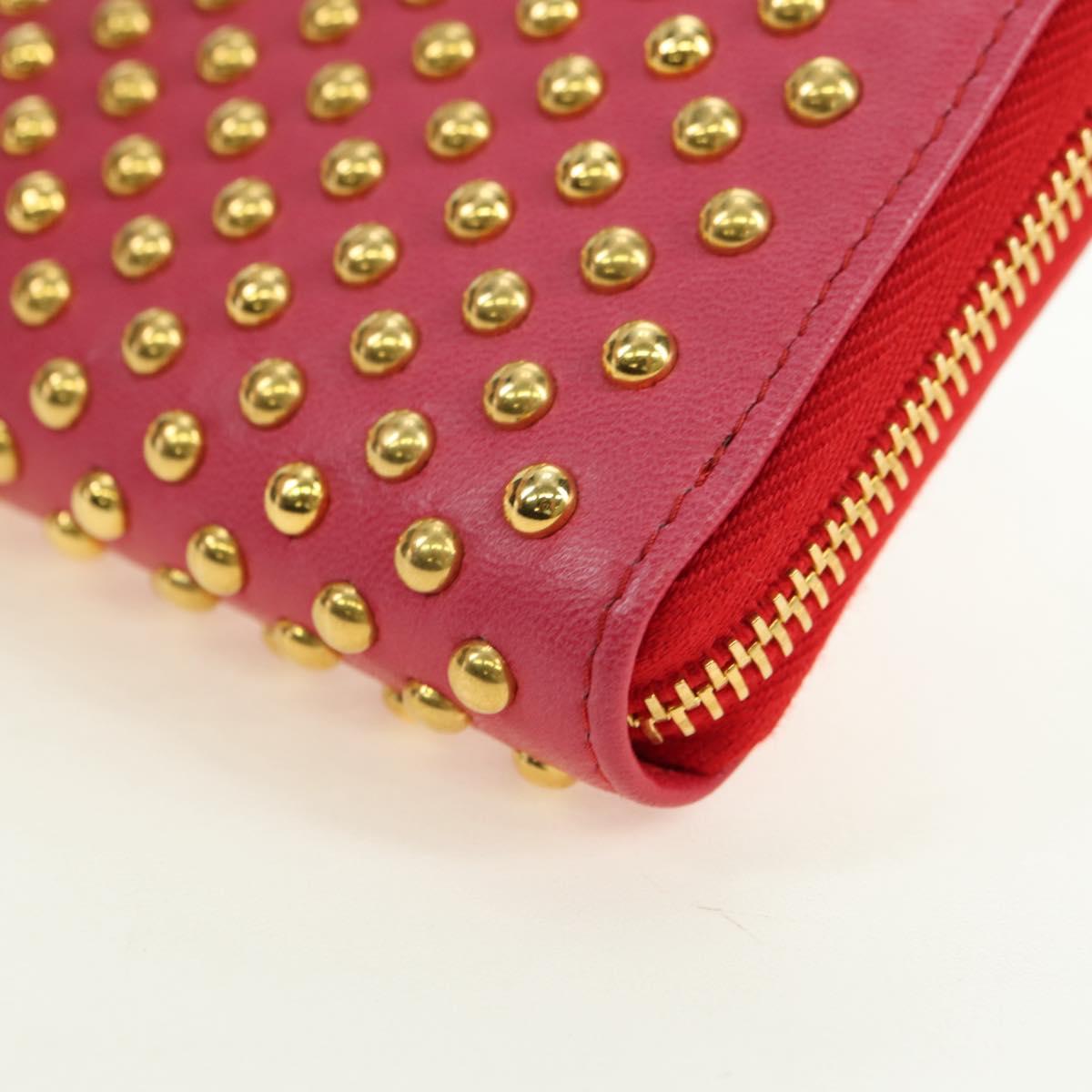 Miu Miu Long Wallet Leather Red Gold Auth 179594V