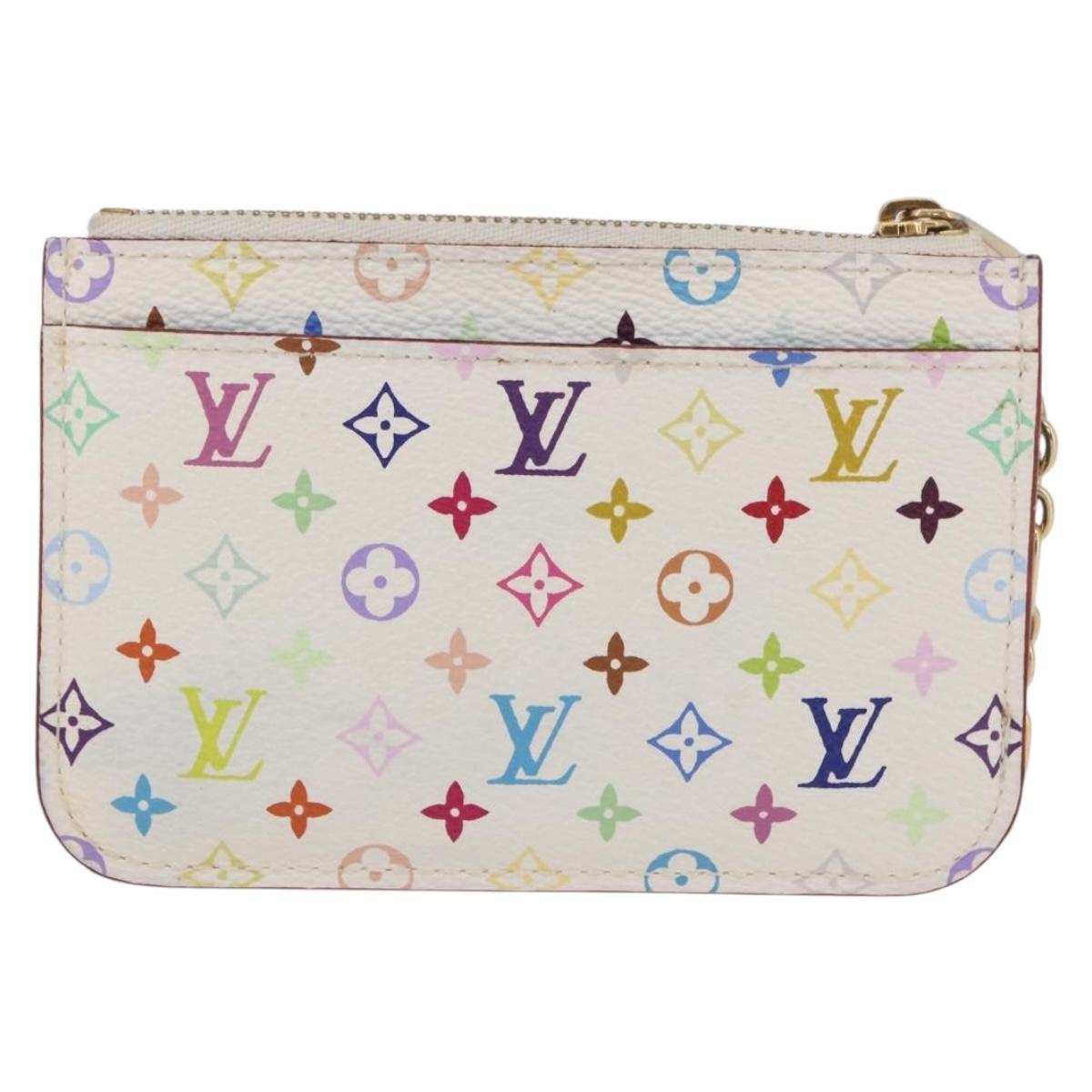 LOUIS VUITTON Multicolor Pochette Cles NM Coin Purse White M93734 Auth 179597M