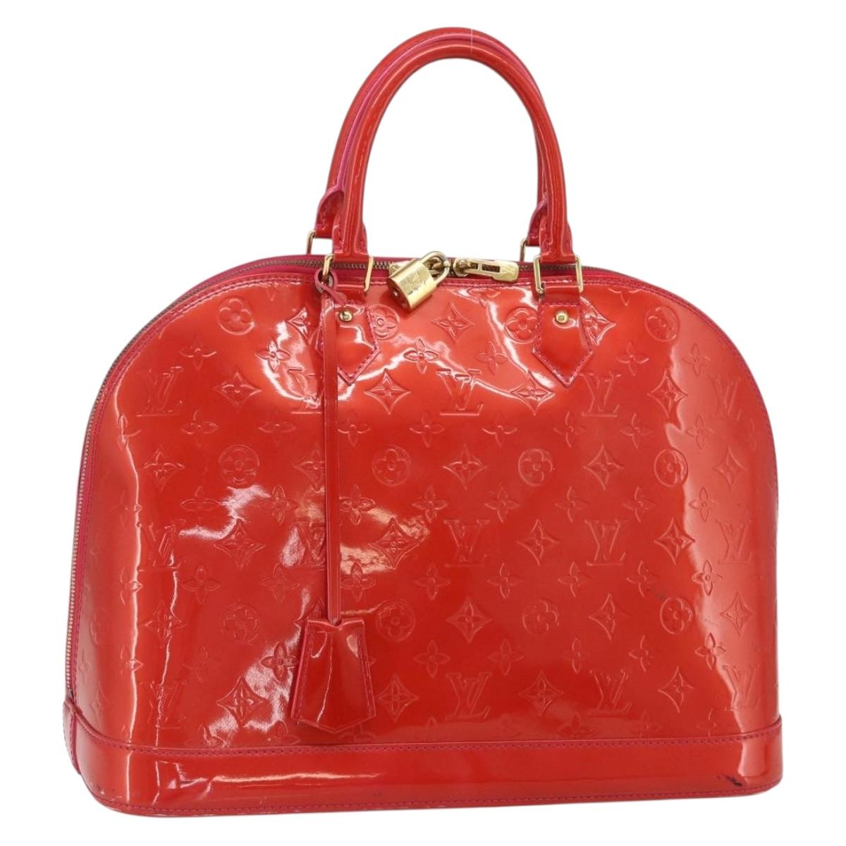 LOUIS VUITTON Monogram Vernis Alma GM Hand Bag Rose Pop M93625 LV Auth 179598