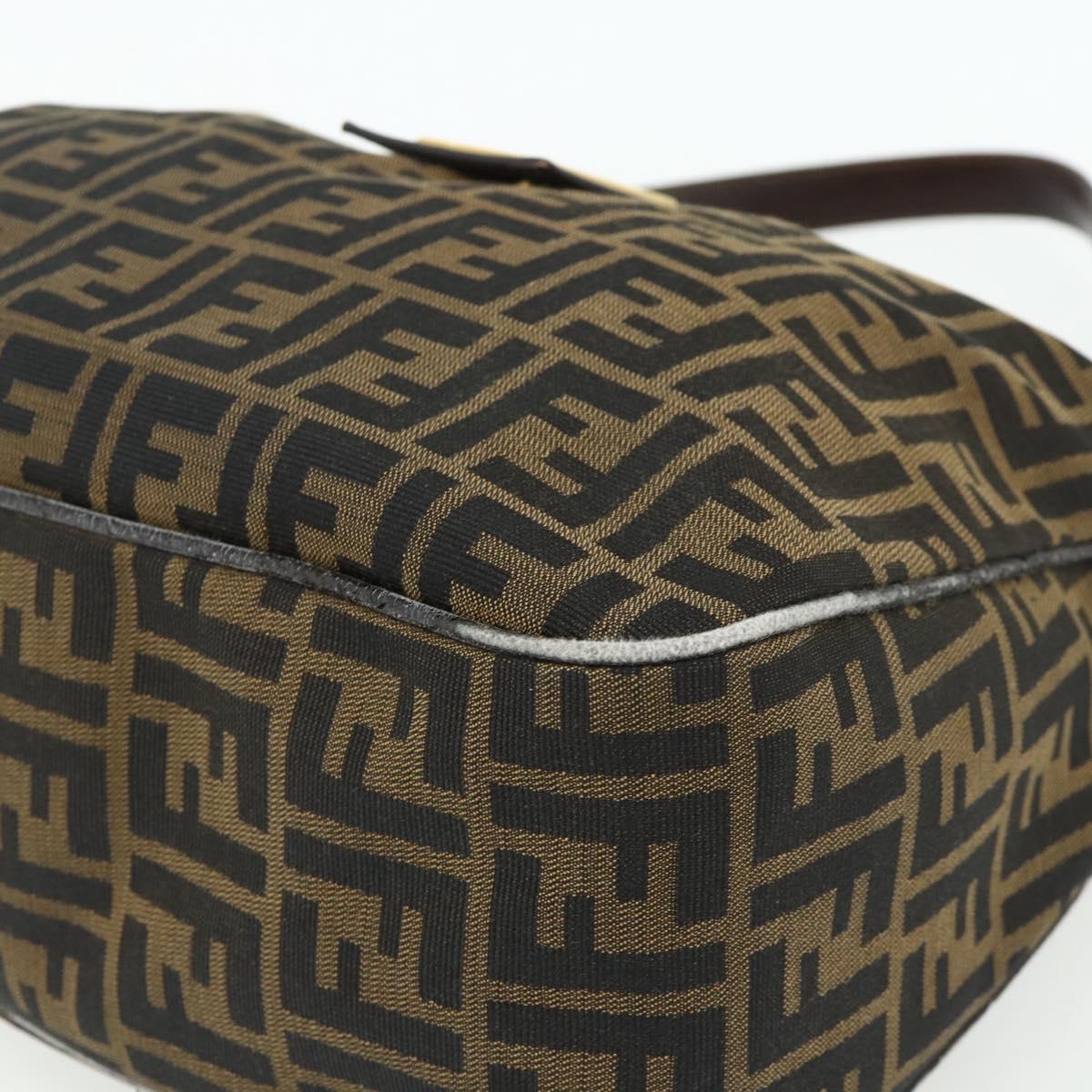 FENDI Zucca Canvas Shoulder Bag Brown Black Auth 179599