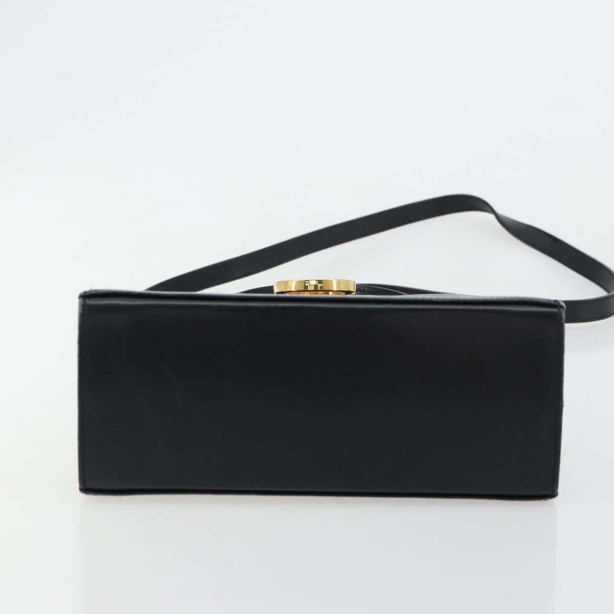 Salvatore Ferragamo Gancini Hand Bag Leather 2way Black Gold Auth 179604