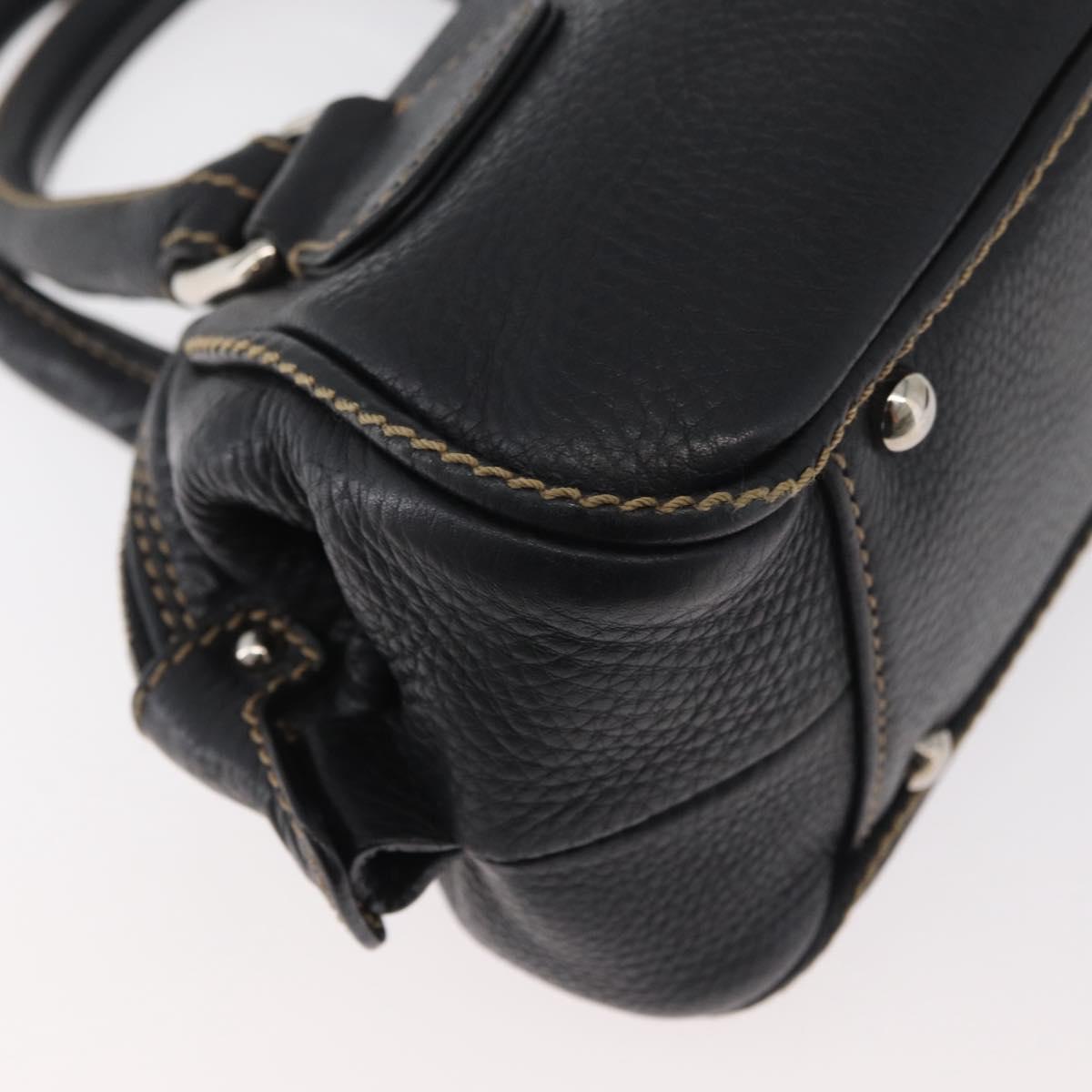 CHANEL Hand Bag Leather Black Silver CC Auth 179606SAV