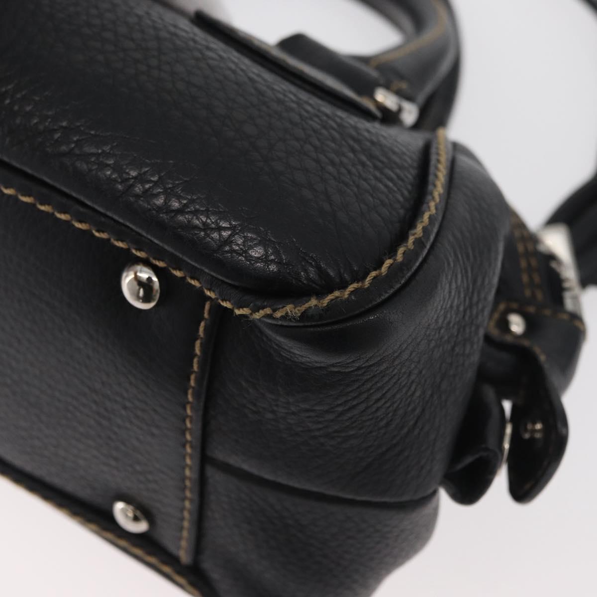CHANEL Hand Bag Leather Black Silver CC Auth 179606SAV