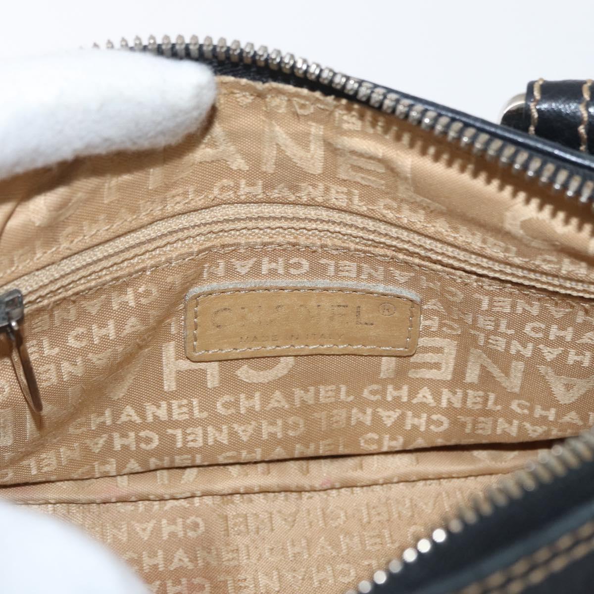 CHANEL Hand Bag Leather Black Silver CC Auth 179606SAV