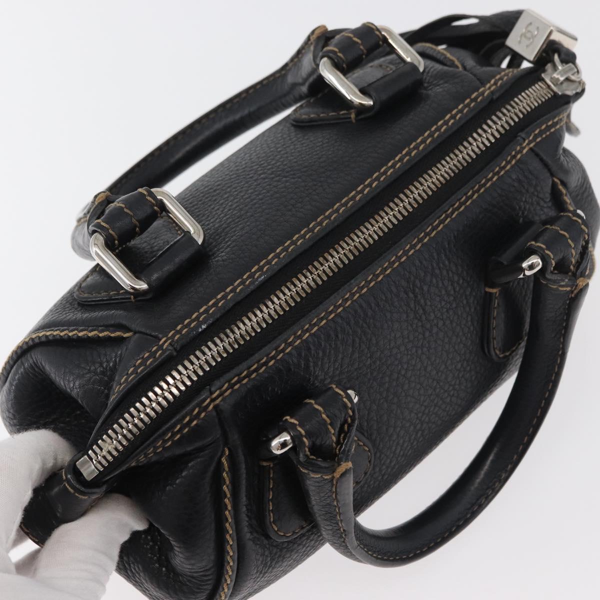 CHANEL Hand Bag Leather Black Silver CC Auth 179606SAV