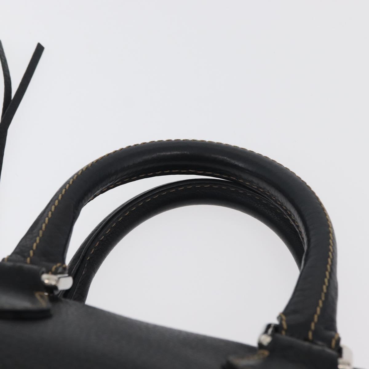CHANEL Hand Bag Leather Black Silver CC Auth 179606SAV