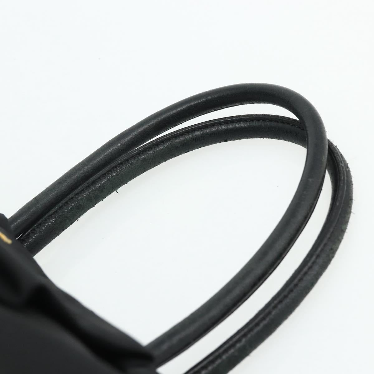 PRADA Ribbon Hand Bag Nylon Black Gold Auth 179608