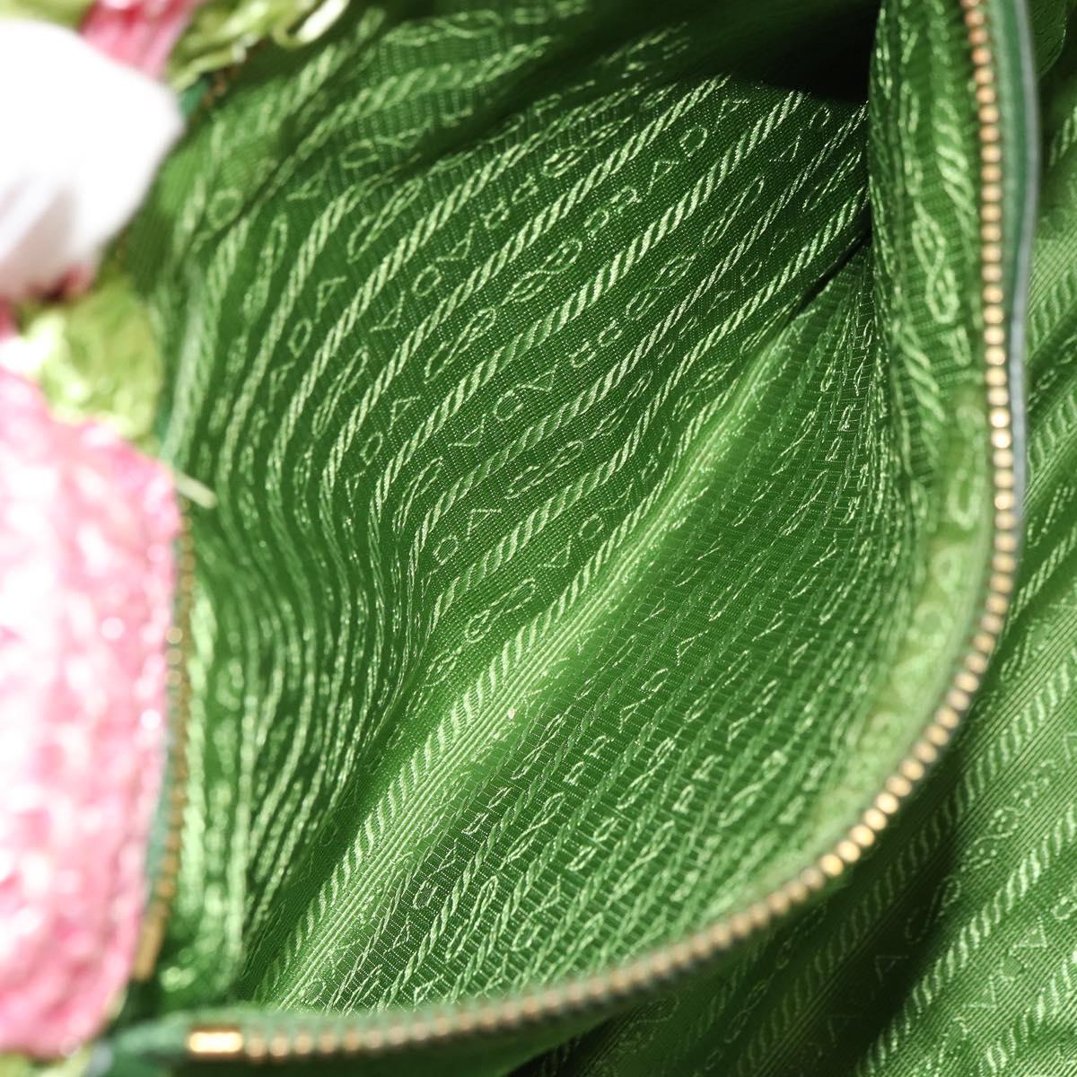PRADA Canapa M Hand Bag Raffia Pink Gold Auth 179617A