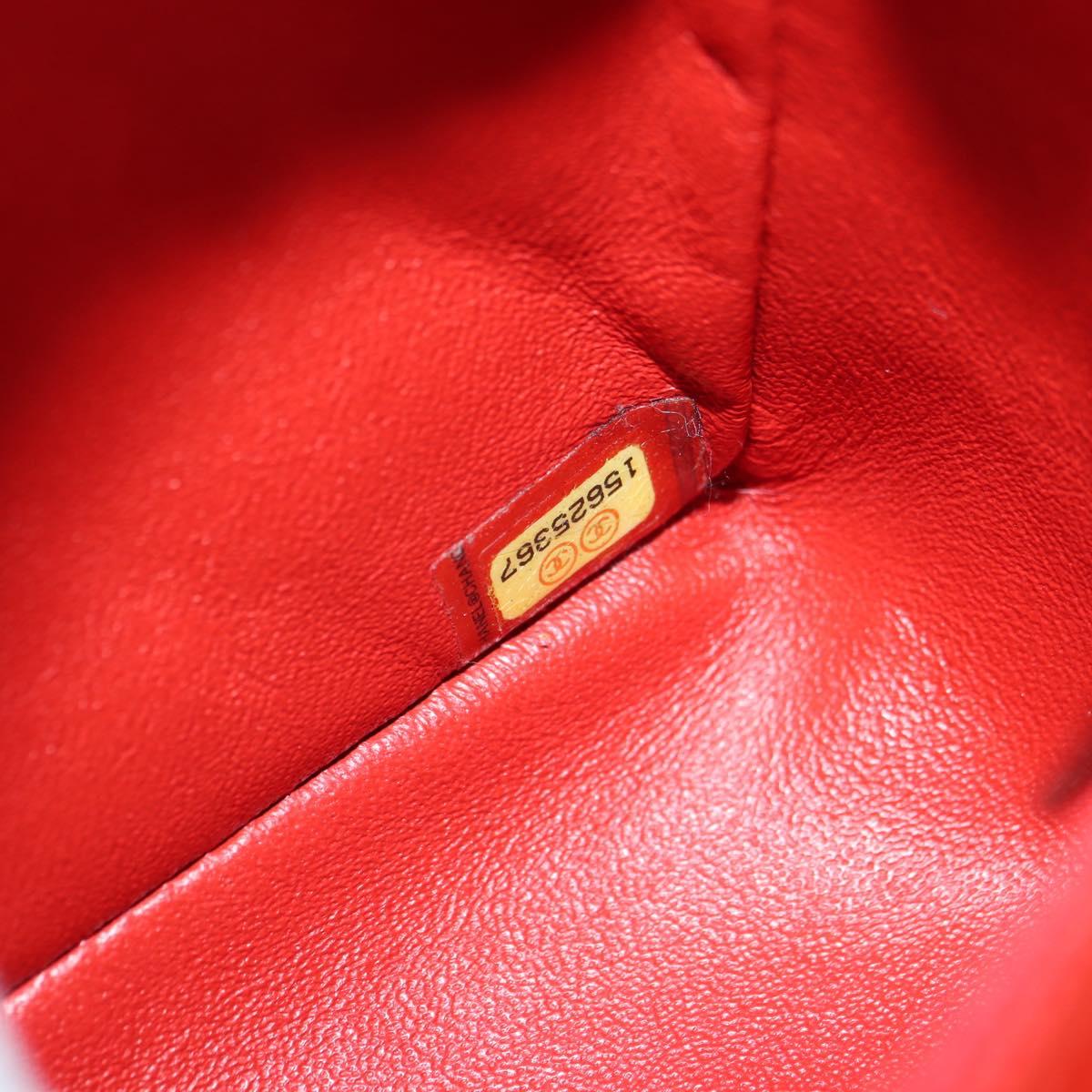 CHANEL Chain Mini Matelasse 19 Bag Lamb Skin Red Silver CC Auth 179620SAV