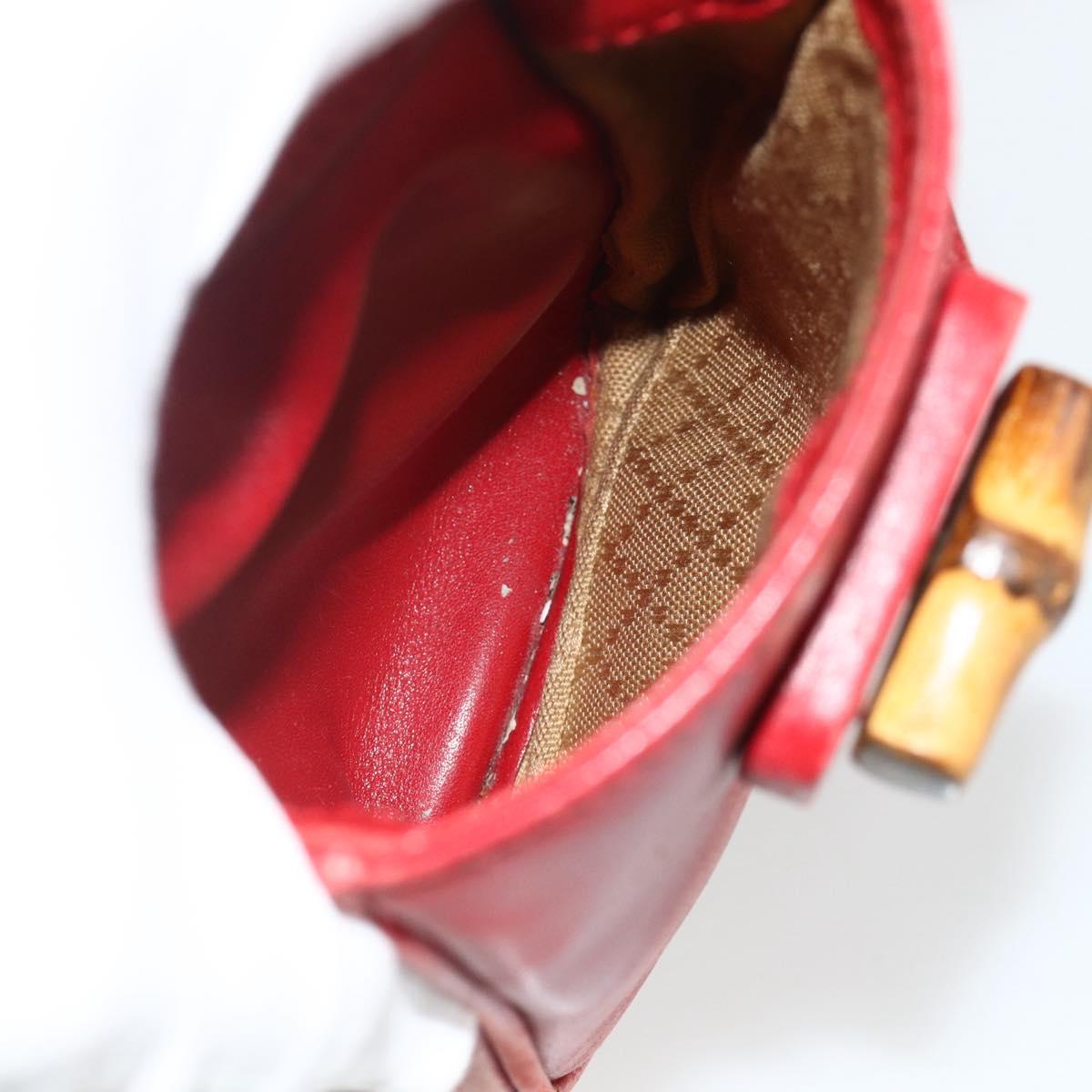 GUCCI Bamboo Backpack Leather Red Gold 000 2023 0016 Auth 179624