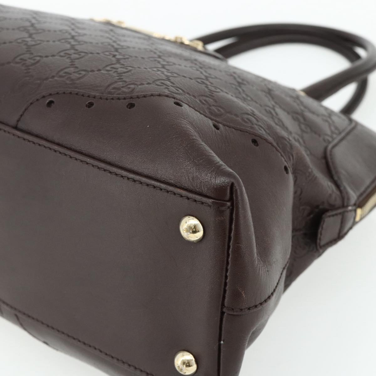GUCCI GG Canvas Guccissima Hand Bag Leather Dark Brown Gold 145784 Auth 179628