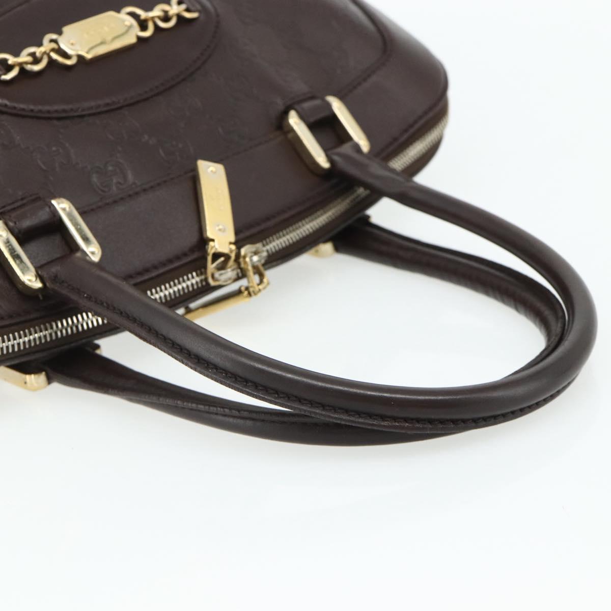 GUCCI GG Canvas Guccissima Hand Bag Leather Dark Brown Gold 145784 Auth 179628