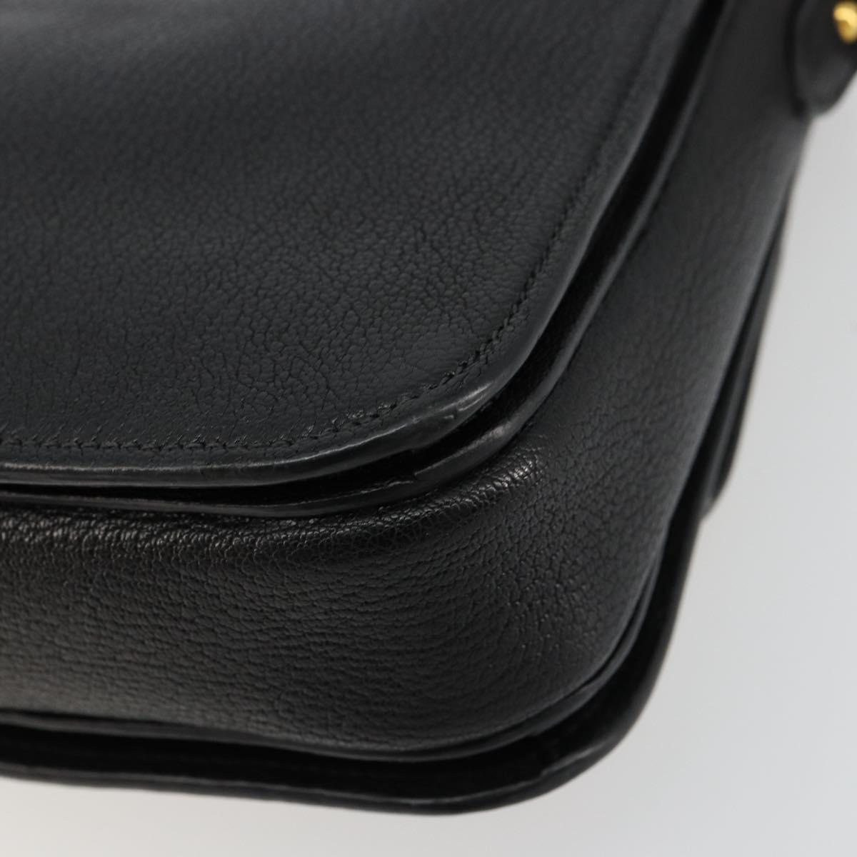 Miu Miu Shoulder Bag Leather Black Gold Auth 179629A
