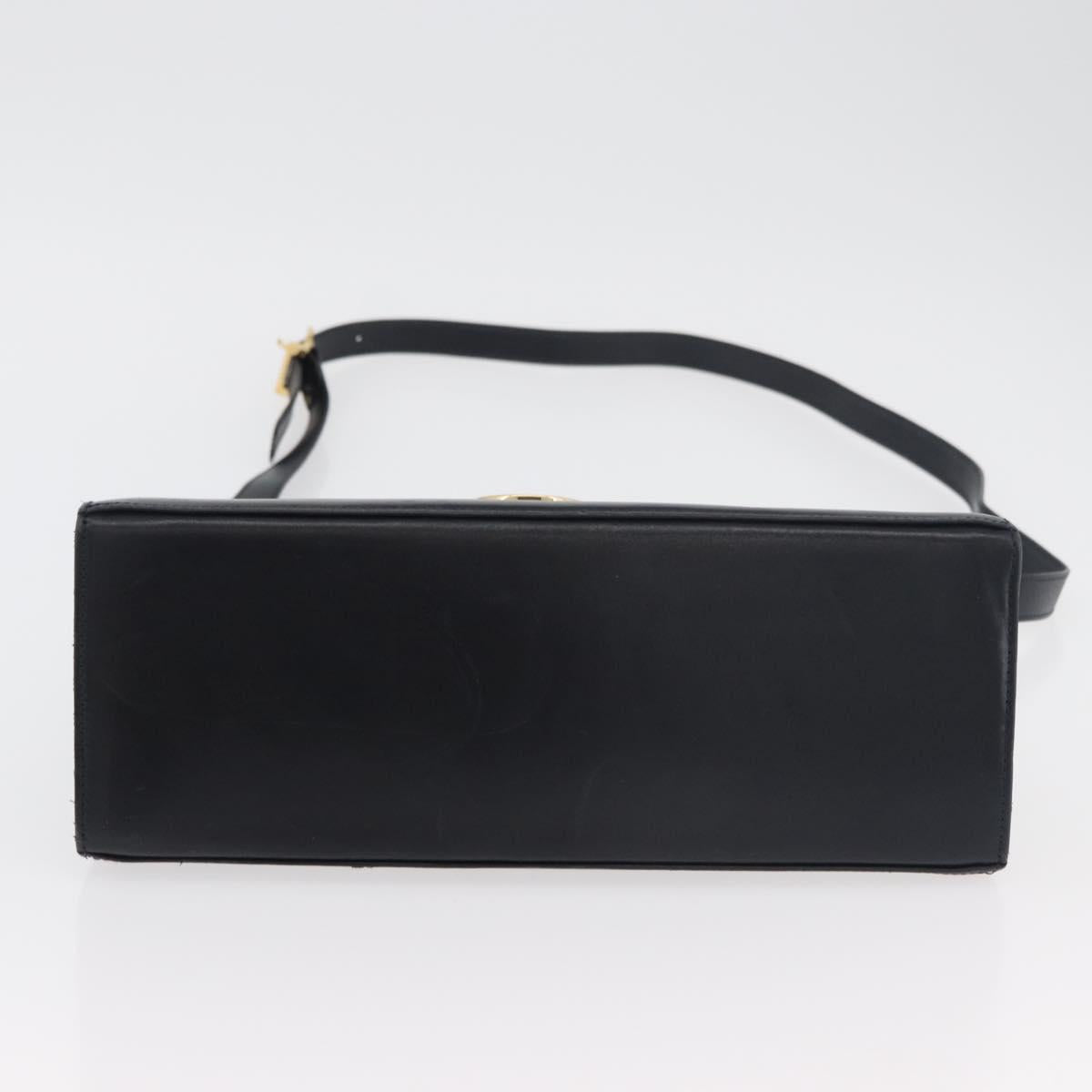 Salvatore Ferragamo Gancini Hand Bag Leather 2way Navy Gold Auth 179637