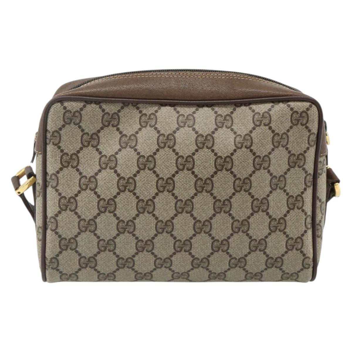 GUCCI GG Supreme Web Sherry Line Bag PVC Beige Gold 119 02 087 Auth 179638