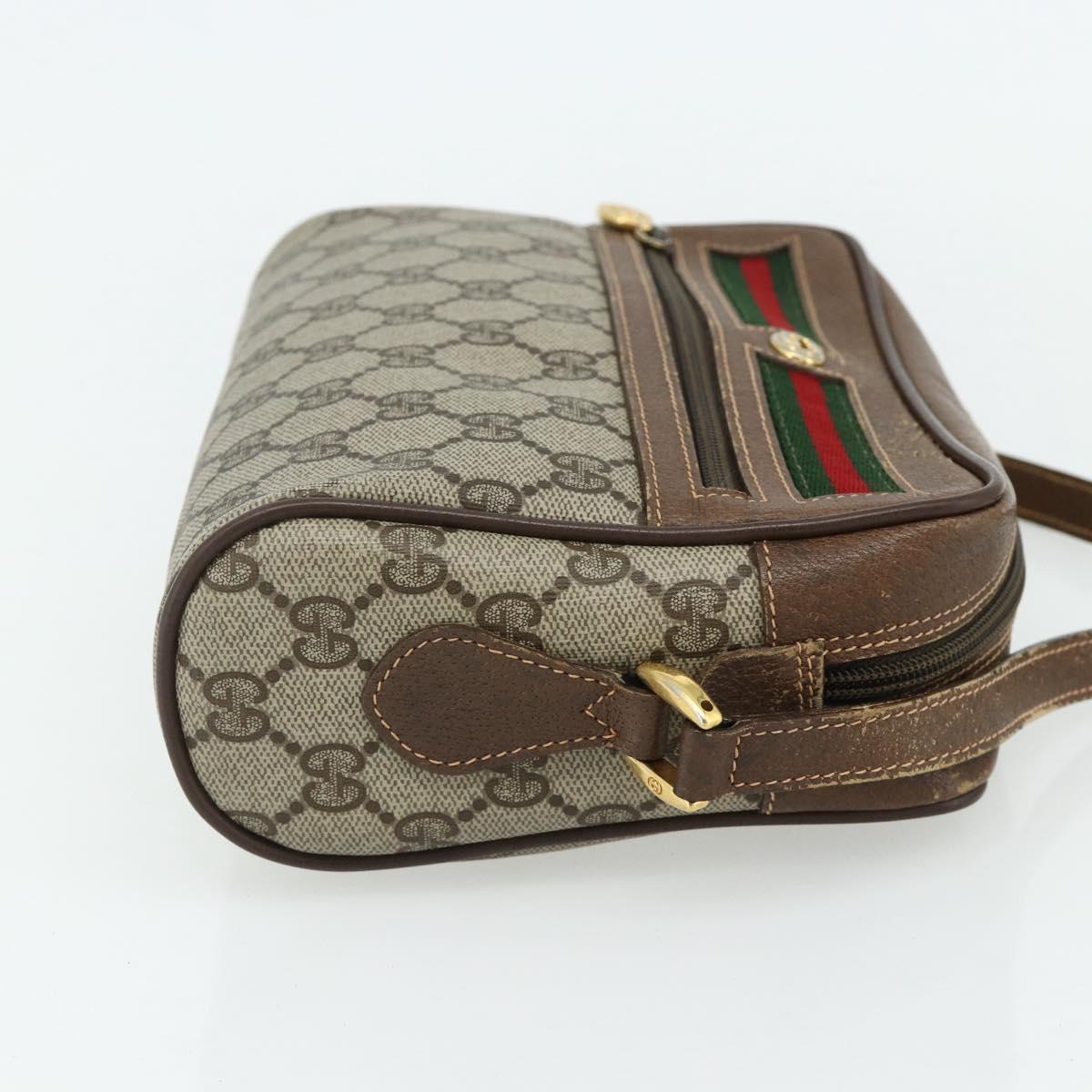 GUCCI GG Supreme Web Sherry Line Bag PVC Beige Gold 119 02 087 Auth 179638