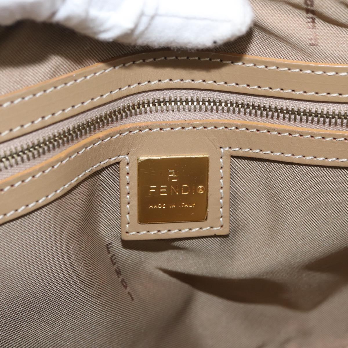 FENDI Zucchino Canvas Hand Bag Coated Canvas Green Gold Auth 179644