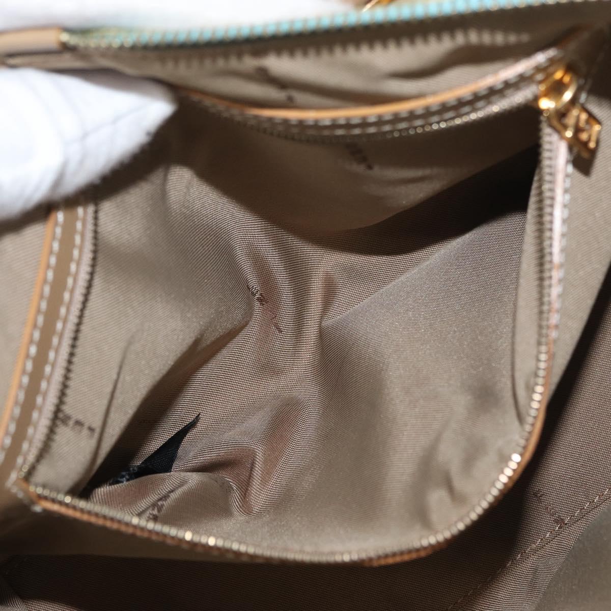FENDI Zucchino Canvas Hand Bag Coated Canvas Green Gold Auth 179644