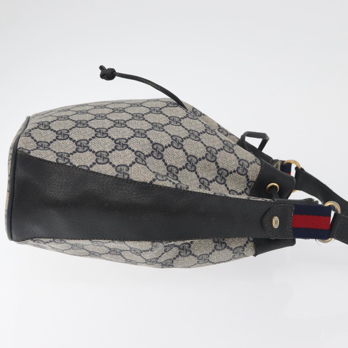 GUCCI GG Supreme Sherry Line Bag PVC Navy Gold Red 41 02 034 Auth 179646