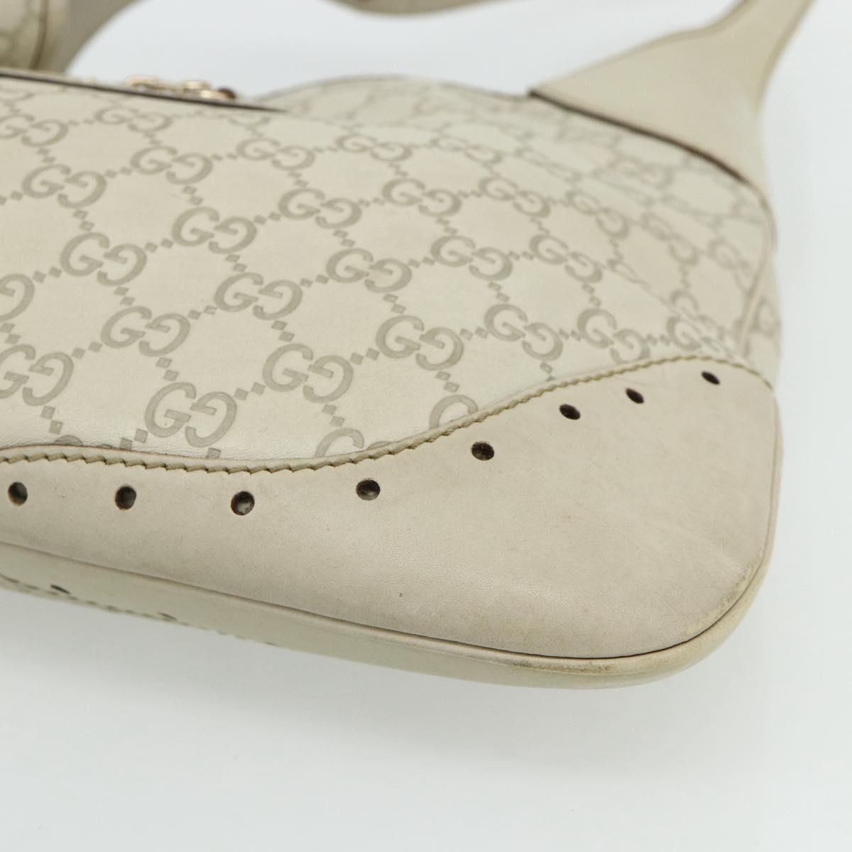 GUCCI GG Canvas Guccissima Shoulder Bag Leather Ivory Gold 145781 Auth 179647