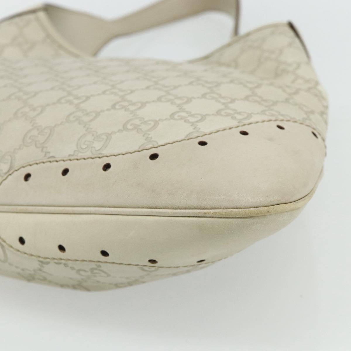 GUCCI GG Canvas Guccissima Shoulder Bag Leather Ivory Gold 145781 Auth 179647