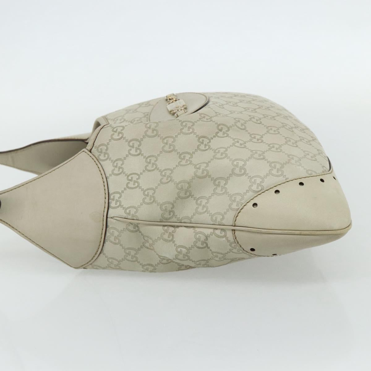 GUCCI GG Canvas Guccissima Shoulder Bag Leather Ivory Gold 145781 Auth 179647