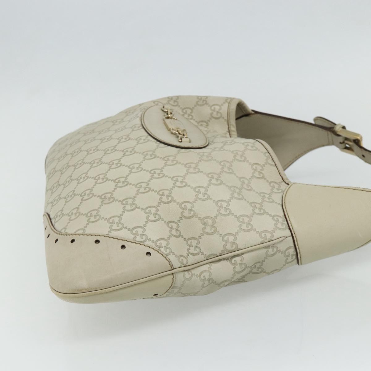 GUCCI GG Canvas Guccissima Shoulder Bag Leather Ivory Gold 145781 Auth 179647