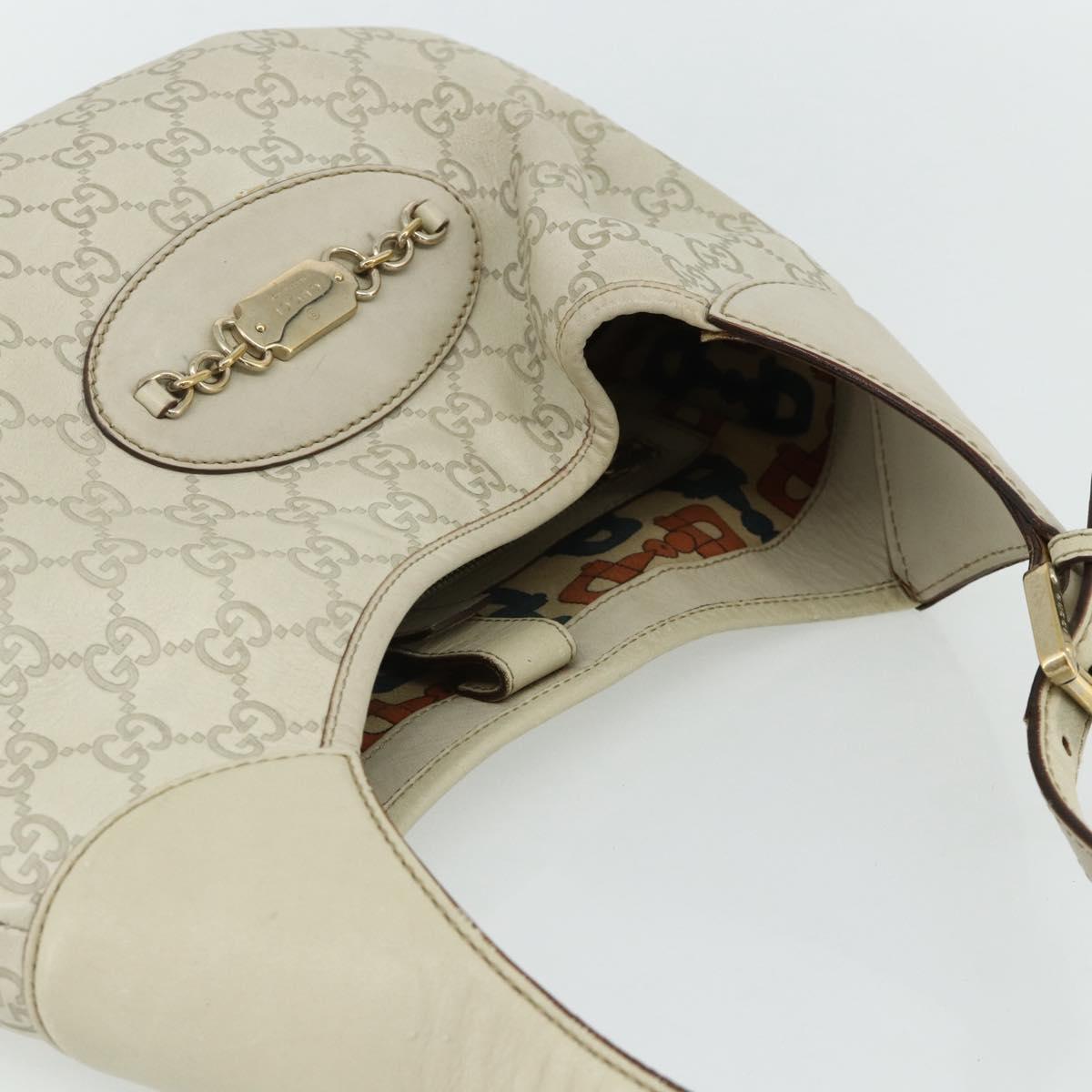 GUCCI GG Canvas Guccissima Shoulder Bag Leather Ivory Gold 145781 Auth 179647