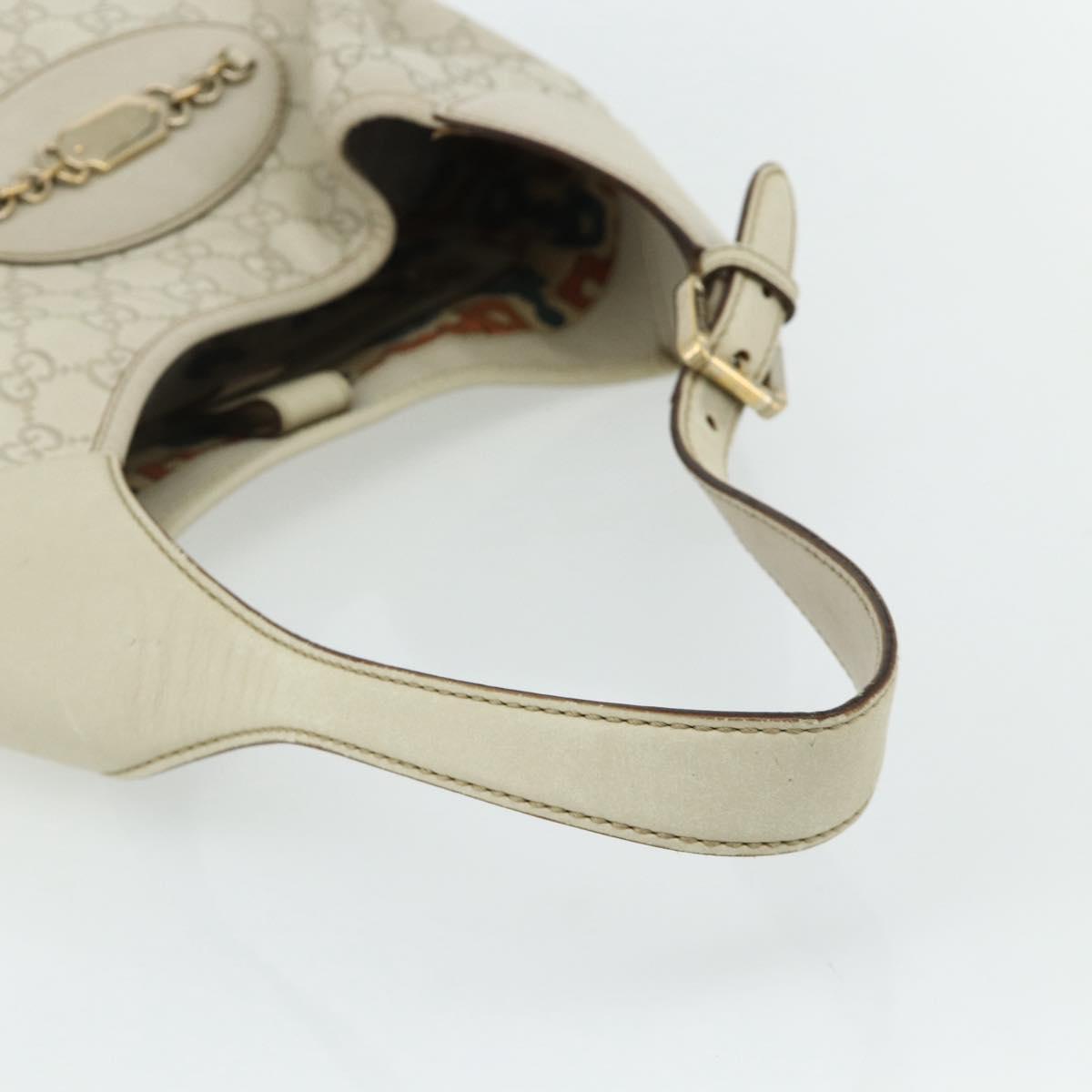 GUCCI GG Canvas Guccissima Shoulder Bag Leather Ivory Gold 145781 Auth 179647