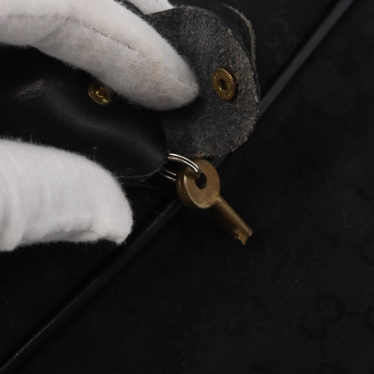 GUCCI GG Canvas Web Sherry Line Suitcase Black Gold Auth 179648