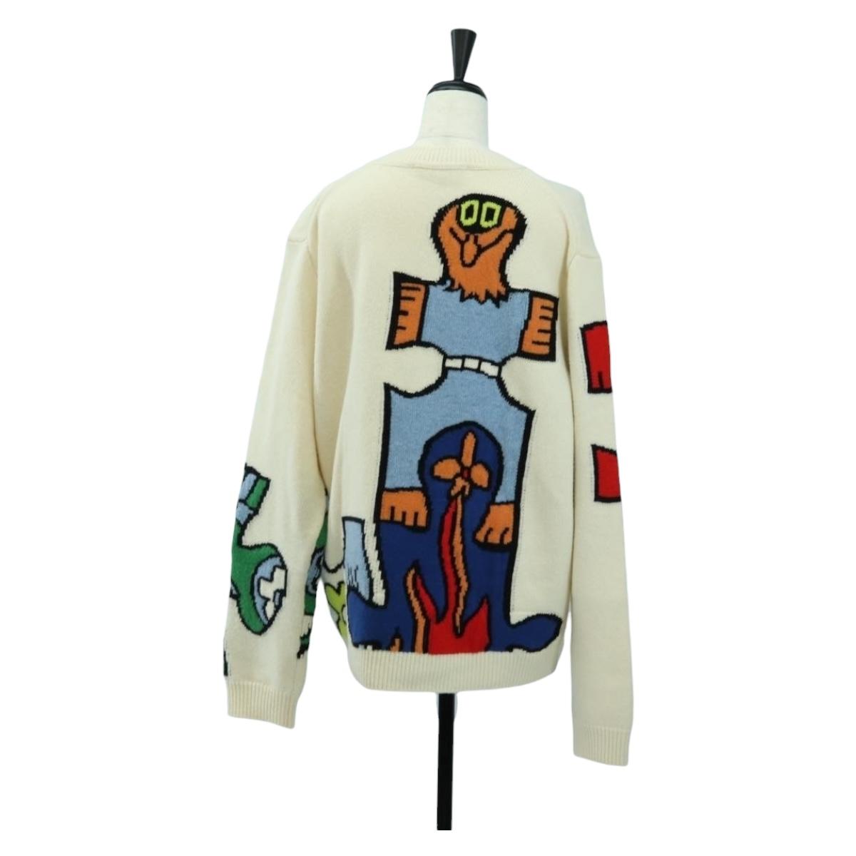 LOUIS VUITTON Knit Sweater Wool Multicolor LV Auth 179650M