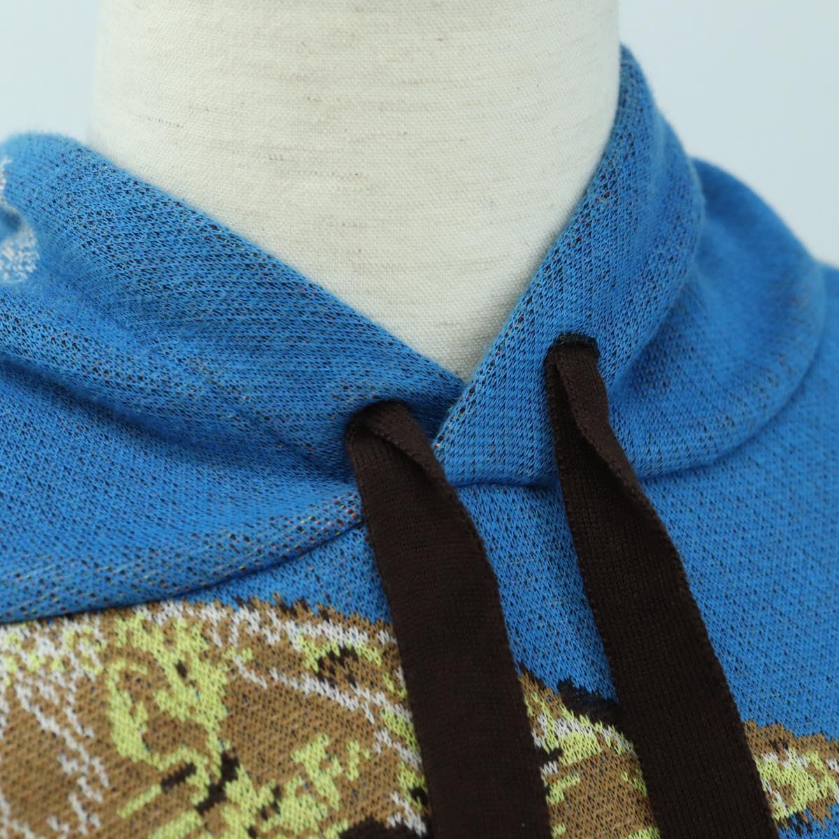 LOUIS VUITTON Knitted Hoodie Cotton Blue LV Auth 179652M