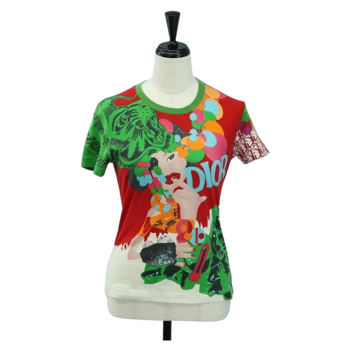 Christian Dior T Shirt Cotton Multicolor Auth 179653M