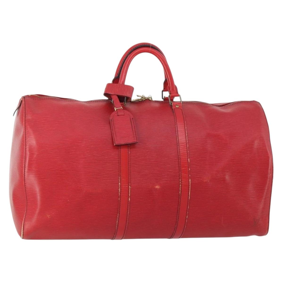 LOUIS VUITTON Epi Keepall 55 Boston Bag Red M42957 LV Auth 179665A