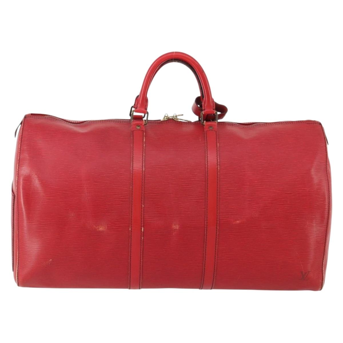 LOUIS VUITTON Epi Keepall 55 Boston Bag Red M42957 LV Auth 179665A